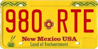 NM license plate 980RTE