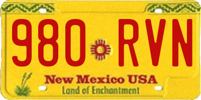 NM license plate 980RVN
