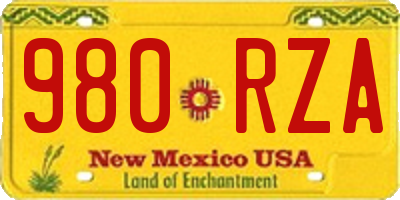 NM license plate 980RZA