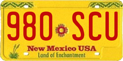 NM license plate 980SCU