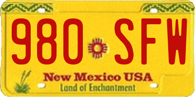 NM license plate 980SFW