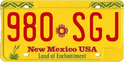 NM license plate 980SGJ