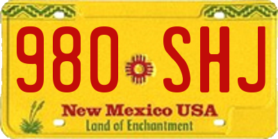 NM license plate 980SHJ