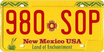 NM license plate 980SOP