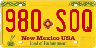 NM license plate 980SOQ