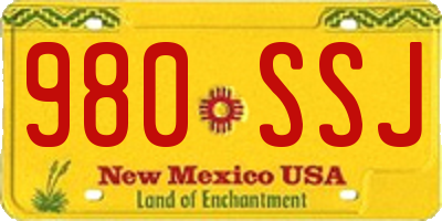 NM license plate 980SSJ