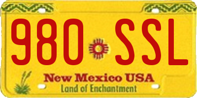 NM license plate 980SSL