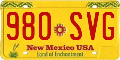 NM license plate 980SVG
