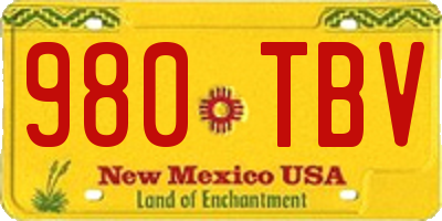NM license plate 980TBV