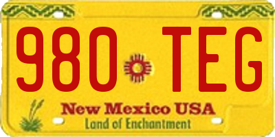 NM license plate 980TEG