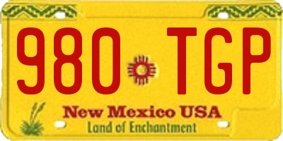 NM license plate 980TGP