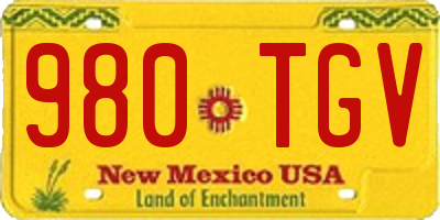 NM license plate 980TGV