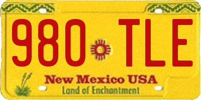 NM license plate 980TLE