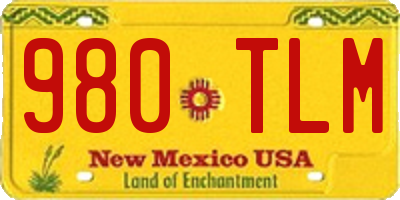 NM license plate 980TLM