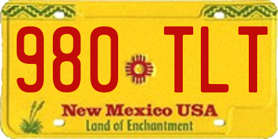 NM license plate 980TLT