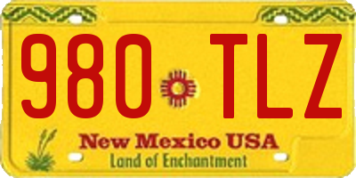 NM license plate 980TLZ
