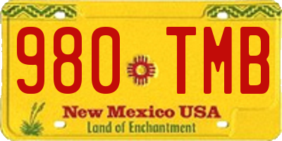 NM license plate 980TMB