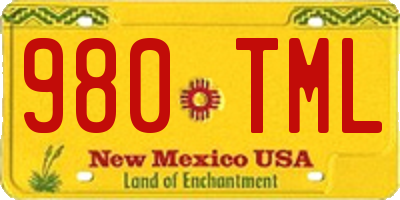 NM license plate 980TML