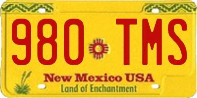 NM license plate 980TMS