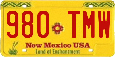 NM license plate 980TMW