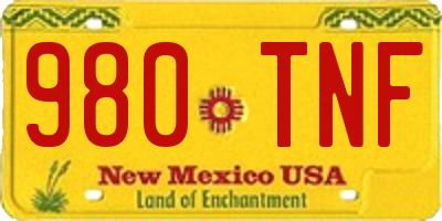 NM license plate 980TNF