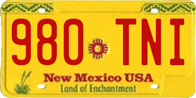 NM license plate 980TNI