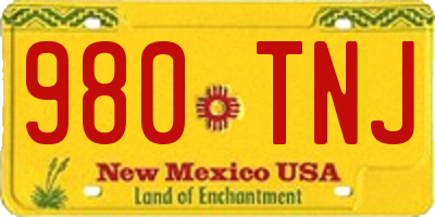 NM license plate 980TNJ