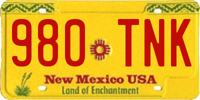 NM license plate 980TNK