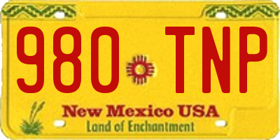 NM license plate 980TNP