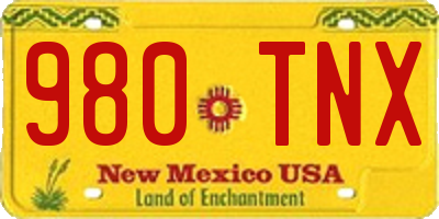 NM license plate 980TNX