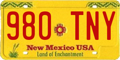 NM license plate 980TNY
