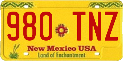 NM license plate 980TNZ