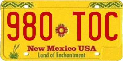 NM license plate 980TOC