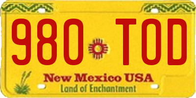 NM license plate 980TOD