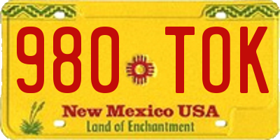 NM license plate 980TOK