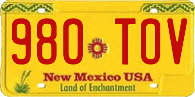 NM license plate 980TOV