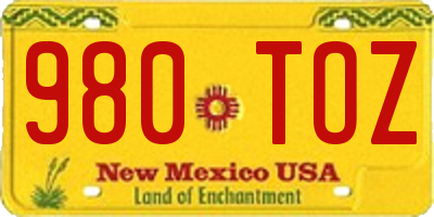 NM license plate 980TOZ