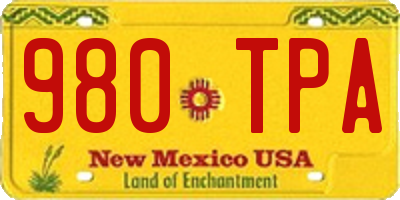 NM license plate 980TPA