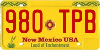 NM license plate 980TPB