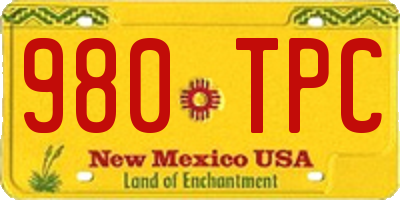 NM license plate 980TPC