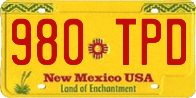 NM license plate 980TPD
