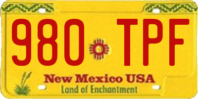 NM license plate 980TPF
