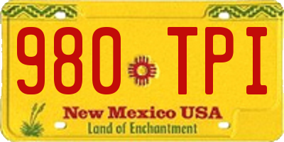 NM license plate 980TPI