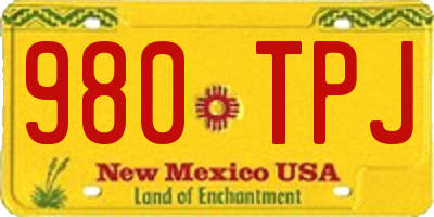 NM license plate 980TPJ