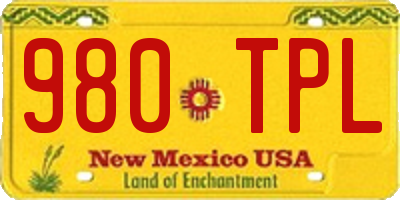 NM license plate 980TPL