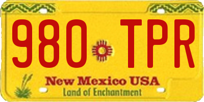 NM license plate 980TPR