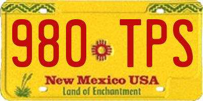 NM license plate 980TPS