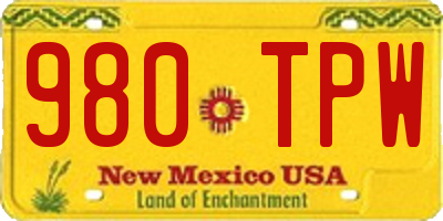 NM license plate 980TPW
