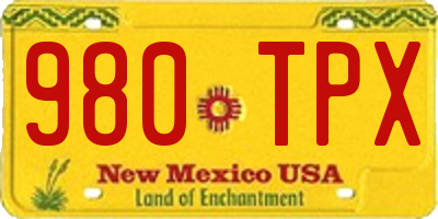 NM license plate 980TPX