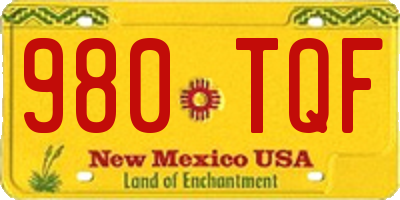 NM license plate 980TQF